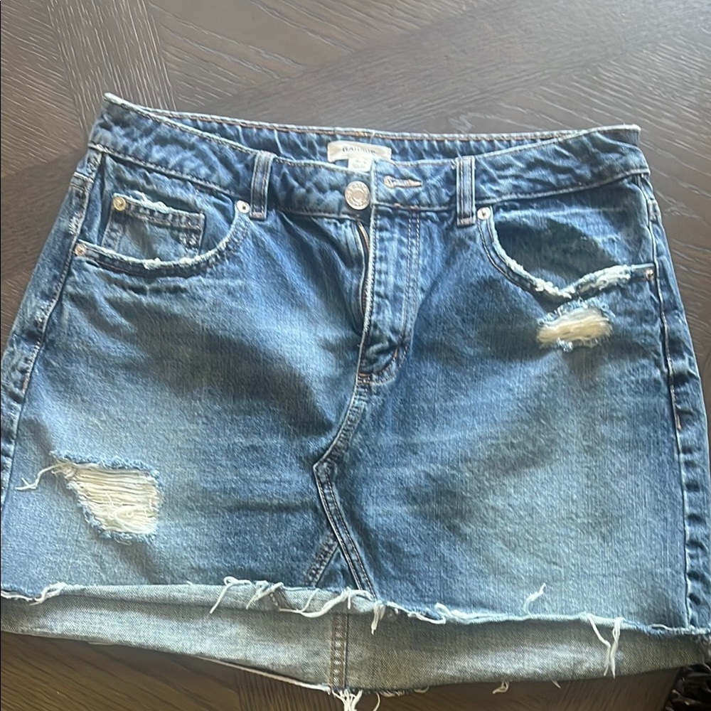 Garage Denim Distressed Mini Skirt
